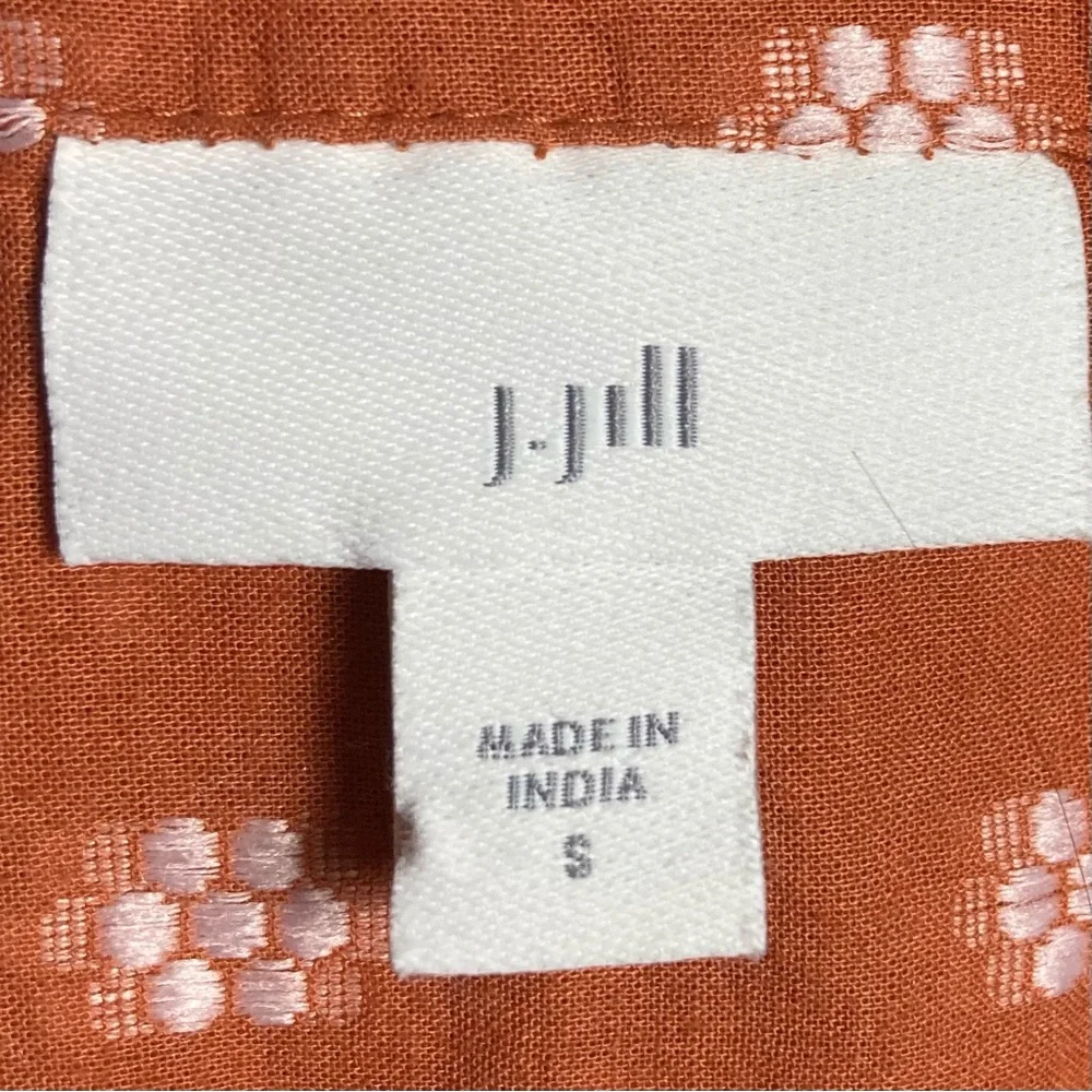 J. Jill peasant top orange brown patterned button India up small - Picture 8 of 9